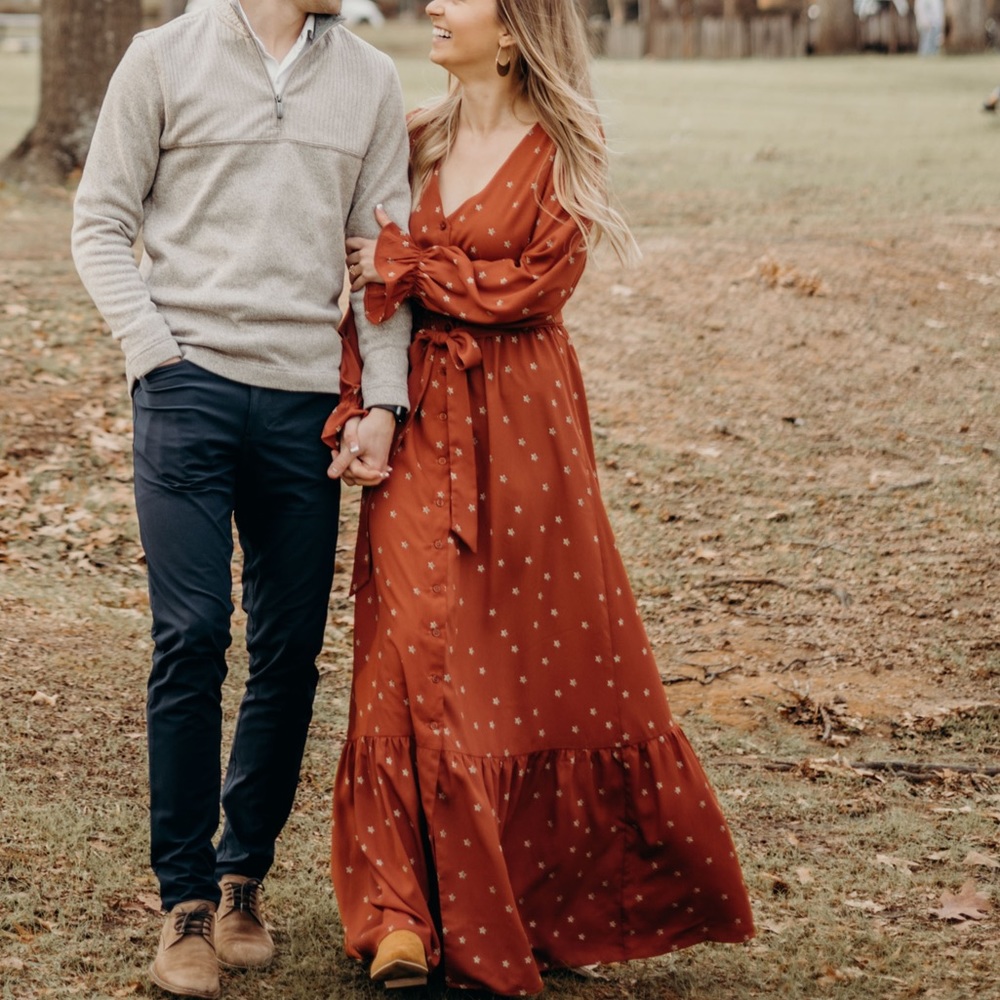 “Greene” Long Sleeve Maxi Dress, Rust